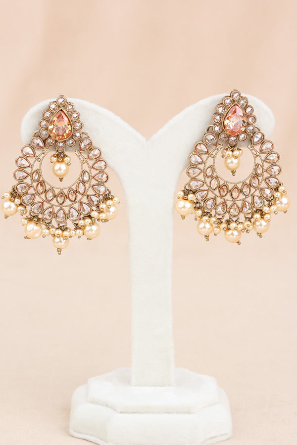 Gold Heavy Look Polki Choker With Large Earrings And Tikka (CS007-Polki-B2)