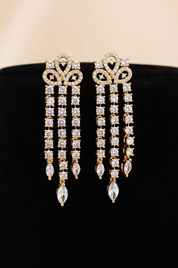 Necklace Set in American Diamonds With Center Pendant And Peach Colour Stones (NS002-AD-PE)