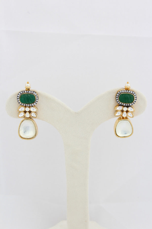 Green Necklace In Kundan With Earrings And Tikka (IGNK007)