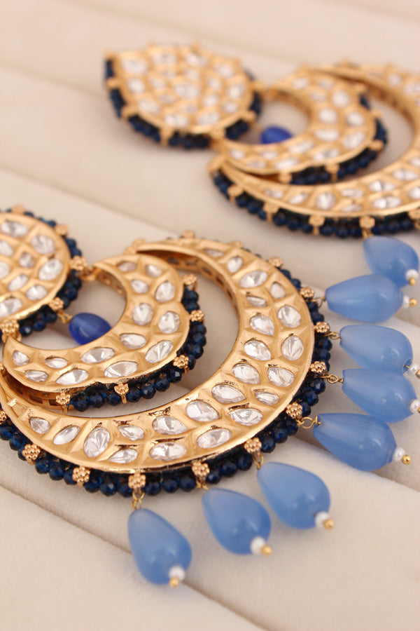Heavy Kundan Earrings With Blue Colours (EK005B-Kundan)