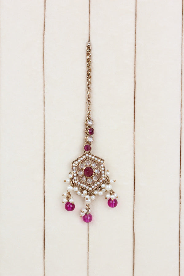 Purple Heavy Look Choker With Small Details And With Jhumka Earrings And Tikka  (CS016-PU-Polki)