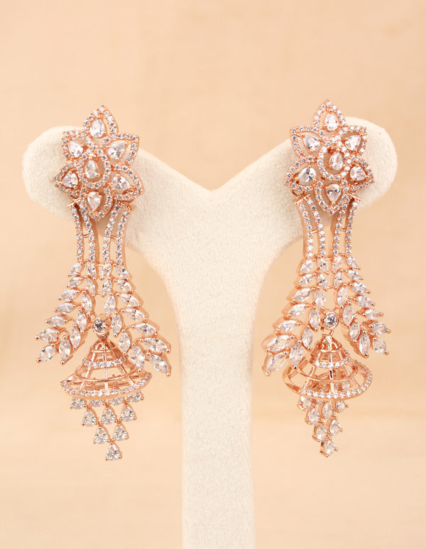 Imitation Quality Flower Design Chandelier With Jhumka Attached (ADE026)
