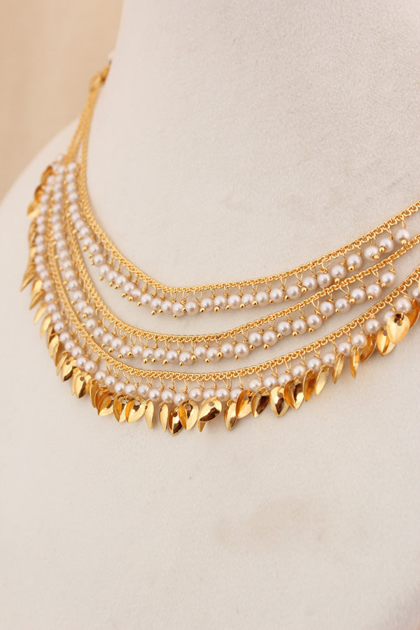 Jadau Gold Plated Necklace Set With Matching Earrings And Tikka (PJNS005)