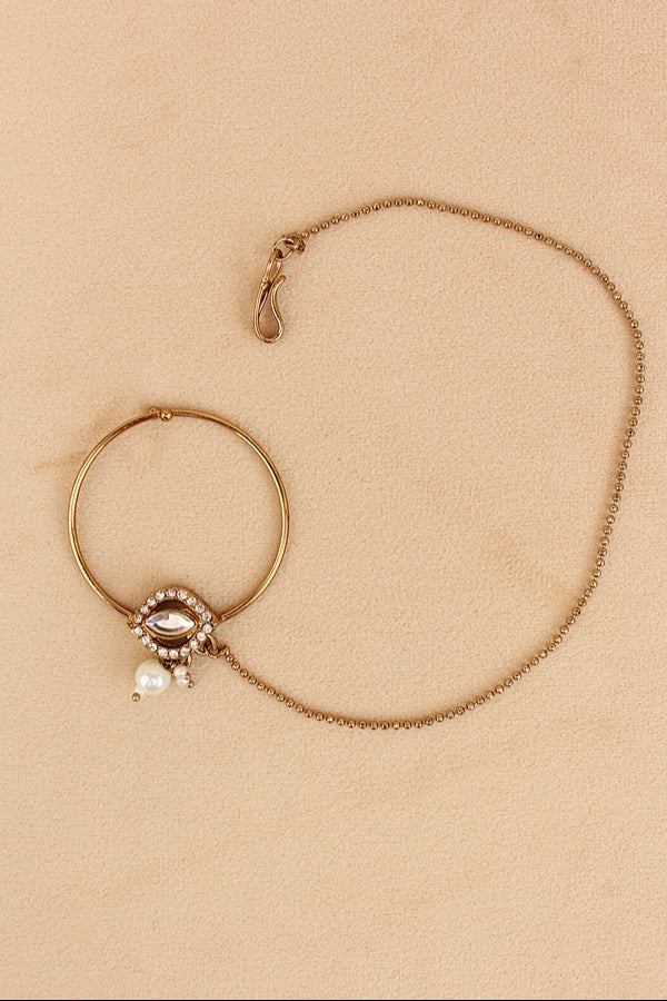 Kundan Look Bridal Necklace Set With Small White Pearls Attached (BS011-White)
