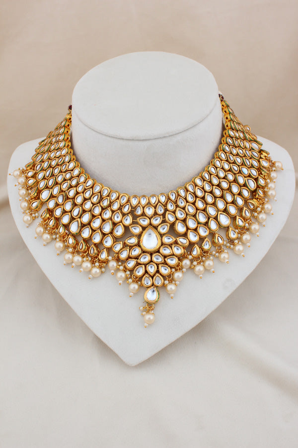 Kundan Necklace In Layers With Earrings And Tikka(NK001-K-B1)