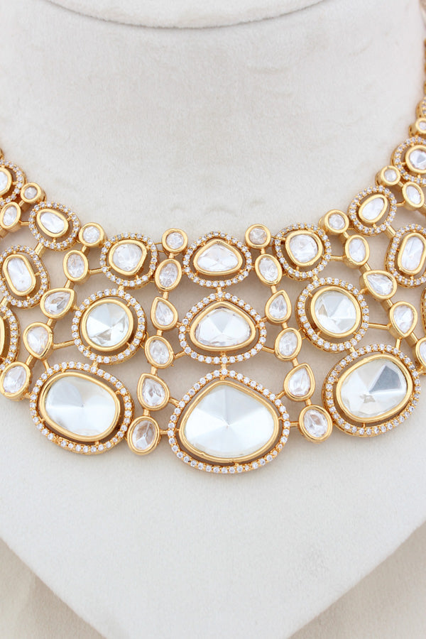 Kundan Necklace With Additional Choker Tikka And Jhumka Earrings(NK002-K-B1)