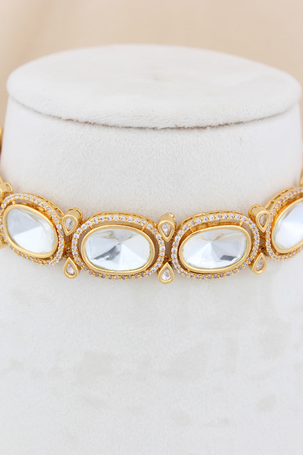 Kundan Necklace With Additional Choker Tikka And Jhumka Earrings(NK002-K-B1)