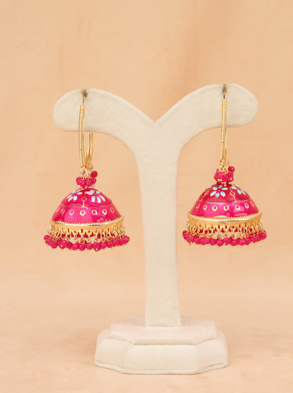 Large And Light Weight Balia With Jhumka Attached In Hot Pink Colour (BA003-HP-B1)