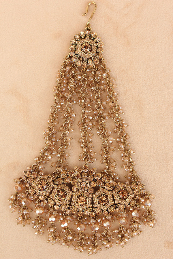 Large And Wide Fashionable Passa With Gold Colour Stones (PAS021-GO)