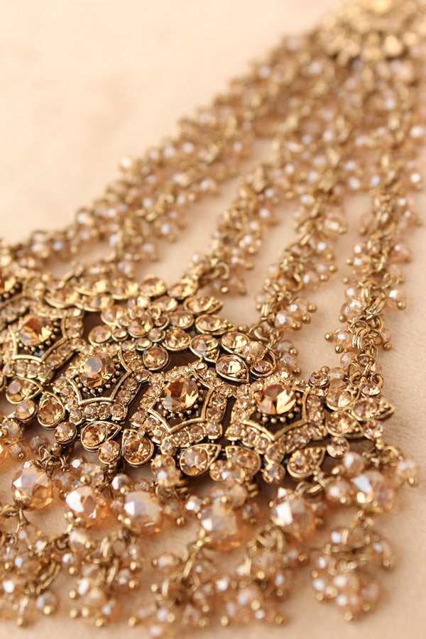 Large And Wide Fashionable Passa With Gold Colour Stones (PAS021-GO)