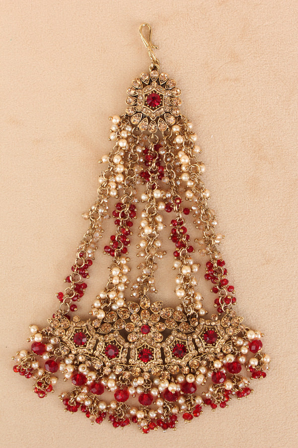 Large And Wide Fashionable Passa With Red Colour Stones (PAS021-R)