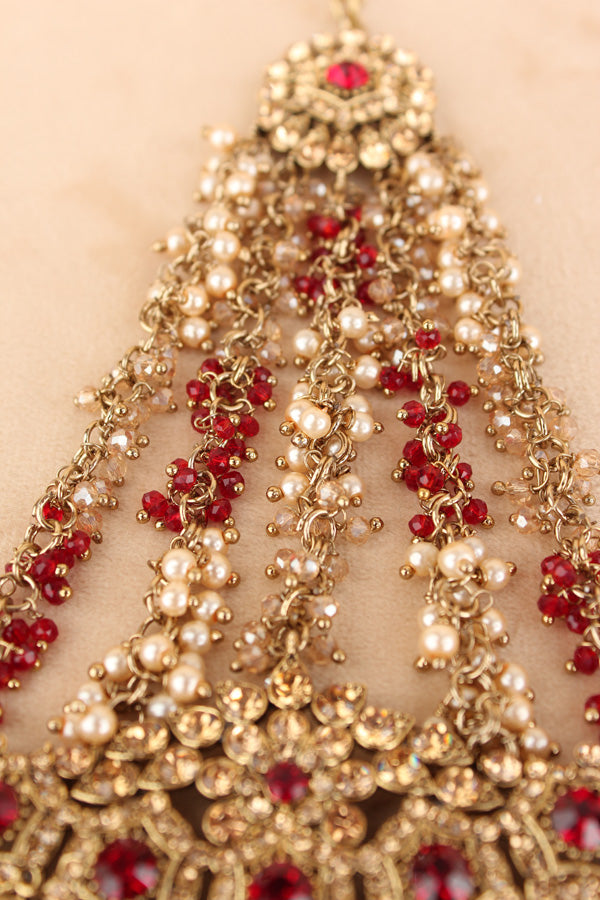 Large And Wide Fashionable Passa With Red Colour Stones (PAS021-R)