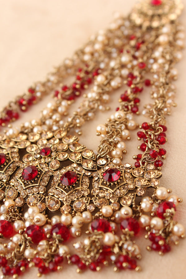 Large And Wide Fashionable Passa With Red Colour Stones (PAS021-R)