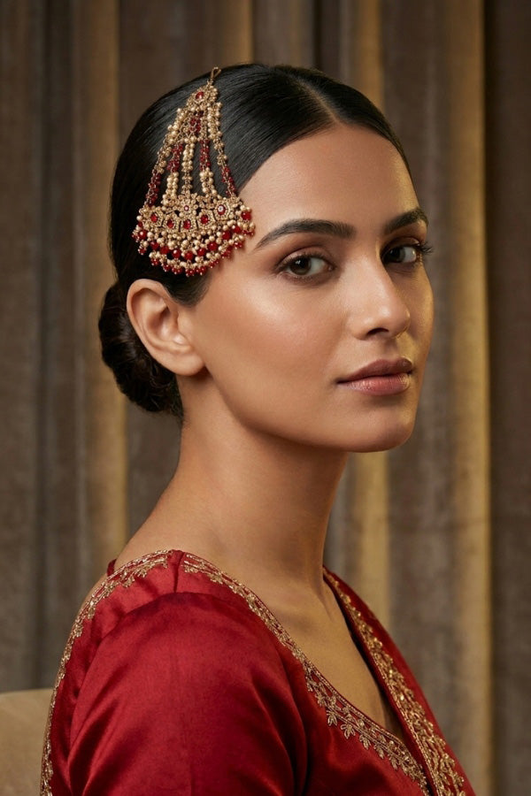 Large And Wide Fashionable Passa With Red Colour Stones (PAS021-R)