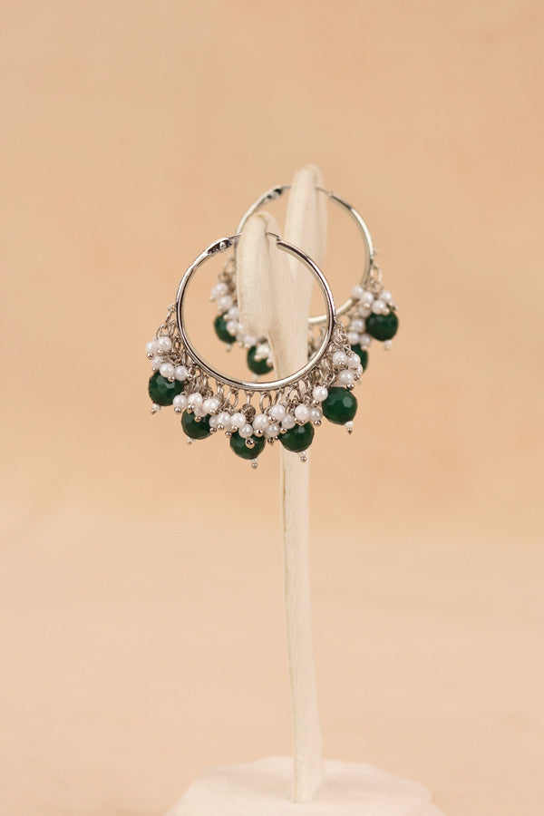 Light Weight Balia With Green Pearls And Small White Beads Attached (BA001-G-B1)