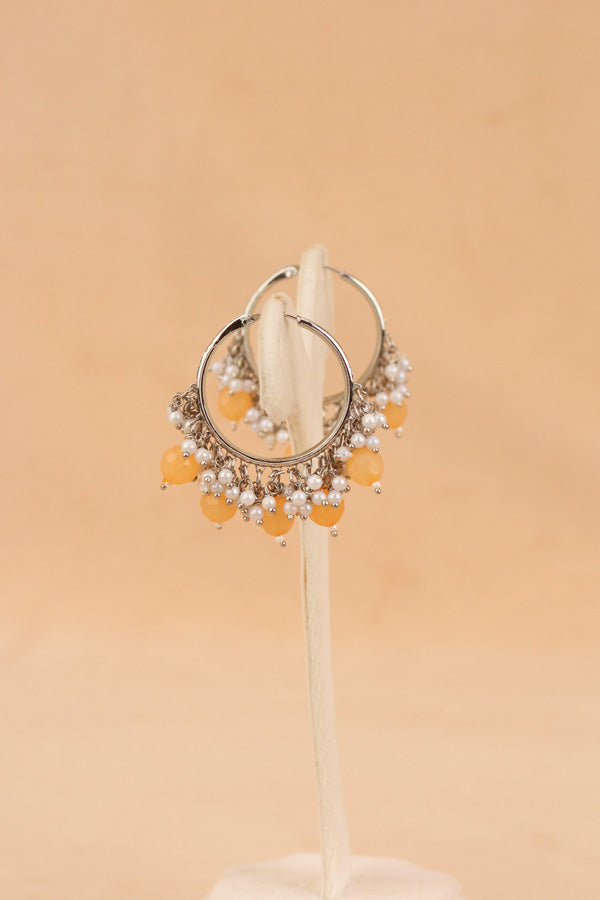 Light Weight Balia With Orange Pearls And Small White Beads Attached (BA001-O-B1)