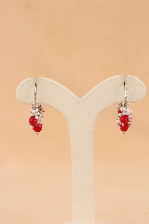 Light Weight Balia With Red Pearls And Small White Beads Attached (BA001-R-B1)