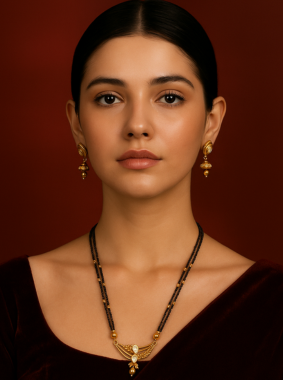 An Indian Women wearing a beautiful Mangalsutra set in Denmark