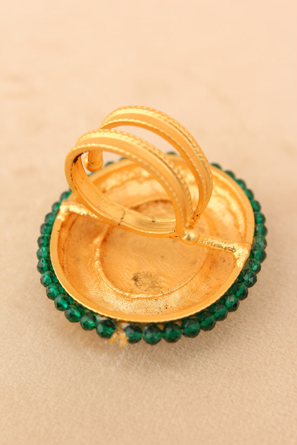 Meenakari Fashionable Adjustable Ring With Blue Background (RF003-B)