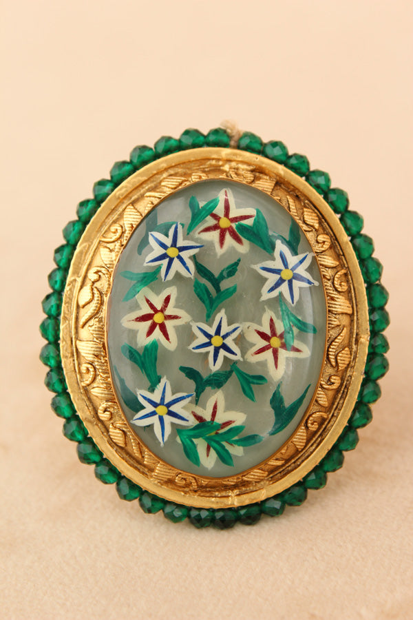 Meenakari Fashionable Adjustable Ring With White Background (RF003-W)