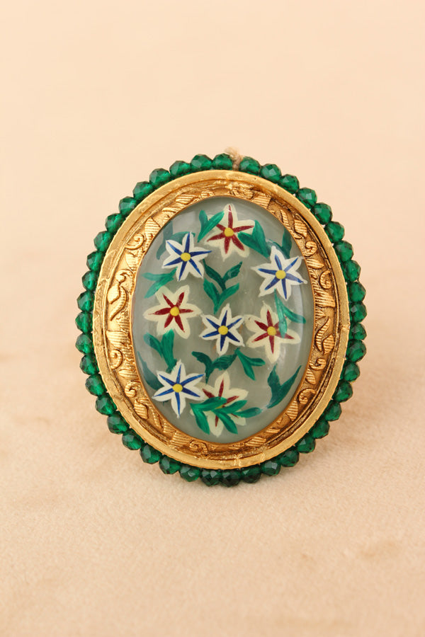 Meenakari Fashionable Adjustable Ring With White Background (RF003-W)