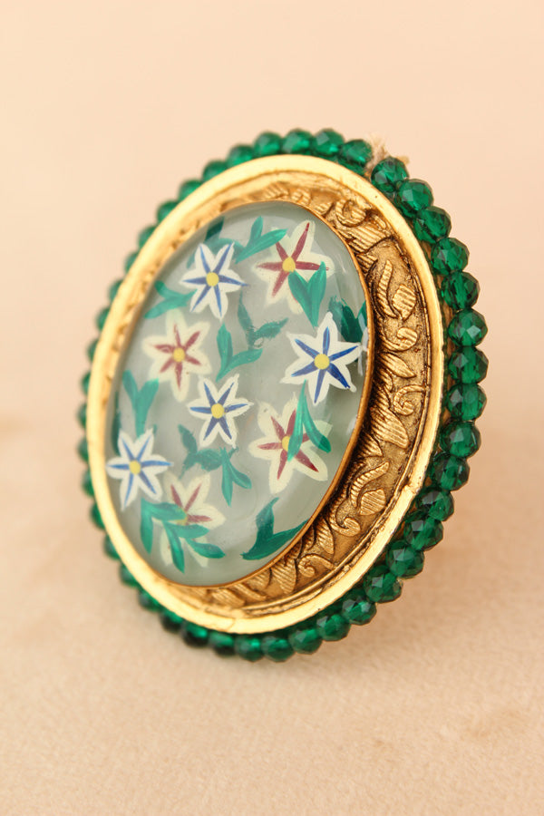 Meenakari Fashionable Adjustable Ring With White Background (RF003-W)