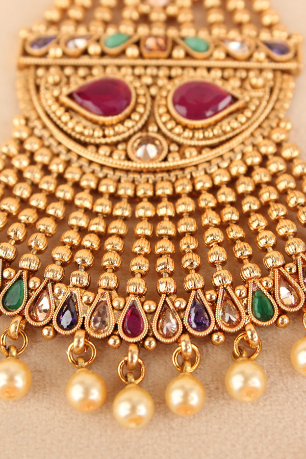 Multi Colour Passa In Gold Polish And Pearls Dropped (PAS008)