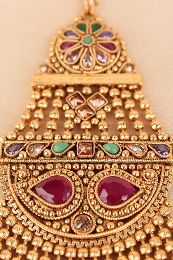Multi Colour Passa In Gold Polish And Pearls Dropped (PAS008)