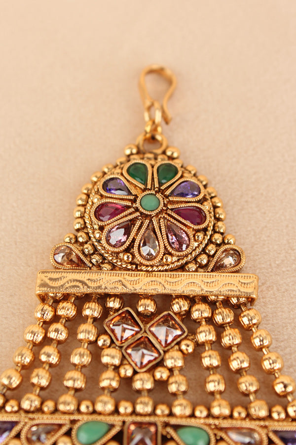 Multi Colour Passa In Gold Polish And Pearls Dropped (PAS008)