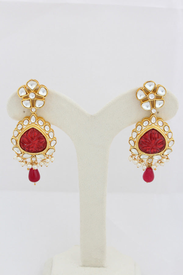 Multi Kundan Necklace Set With Matching Earrings(IGNK008)