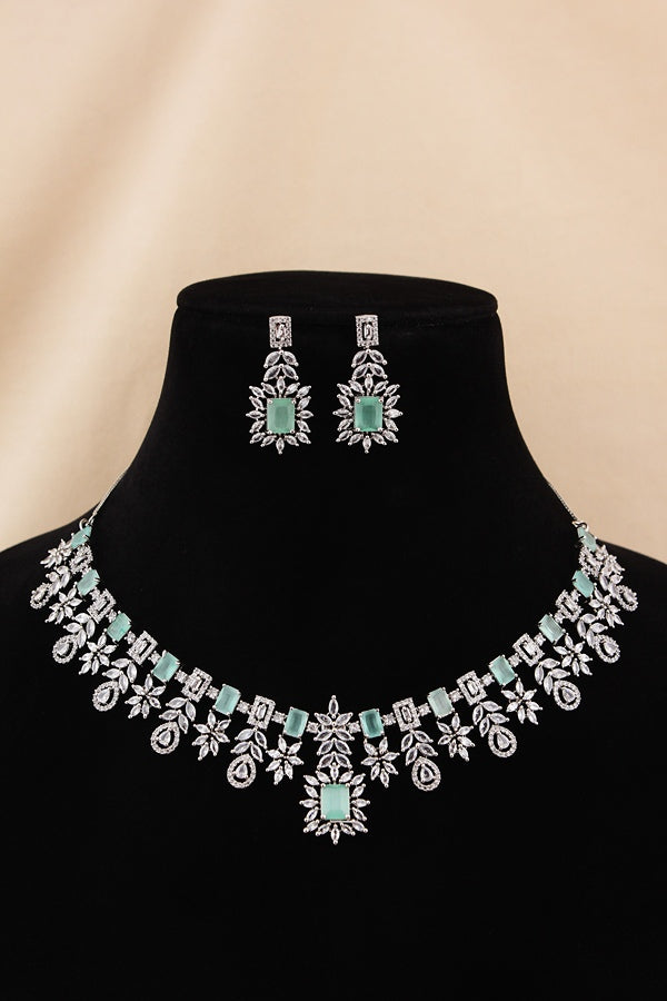Black And Rosegold Polish Necklace Set With A Statement Design And Long Matching Earrings (NS004-AD-RO)