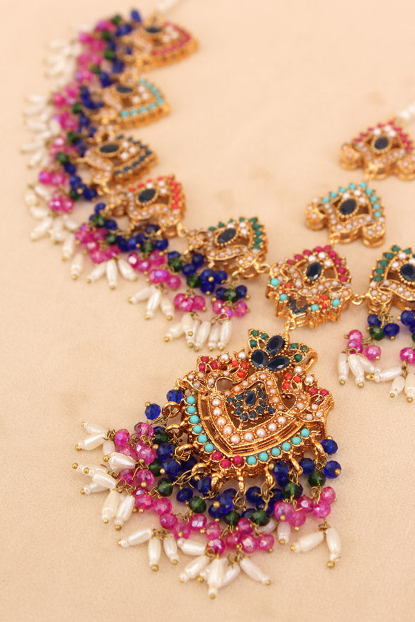 Pakistani Matha Patti In Colourful stones beads and small crystals (IGPKMP001)