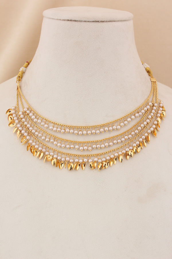 Punjabi Jadau Necklace Set In Triple Layers With Matching Earrings And Tikka  (PJNS003)