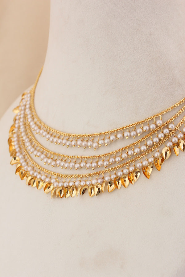 Punjabi Jadau Necklace Set In Triple Layers With Matching Earrings And Tikka  (PJNS003)