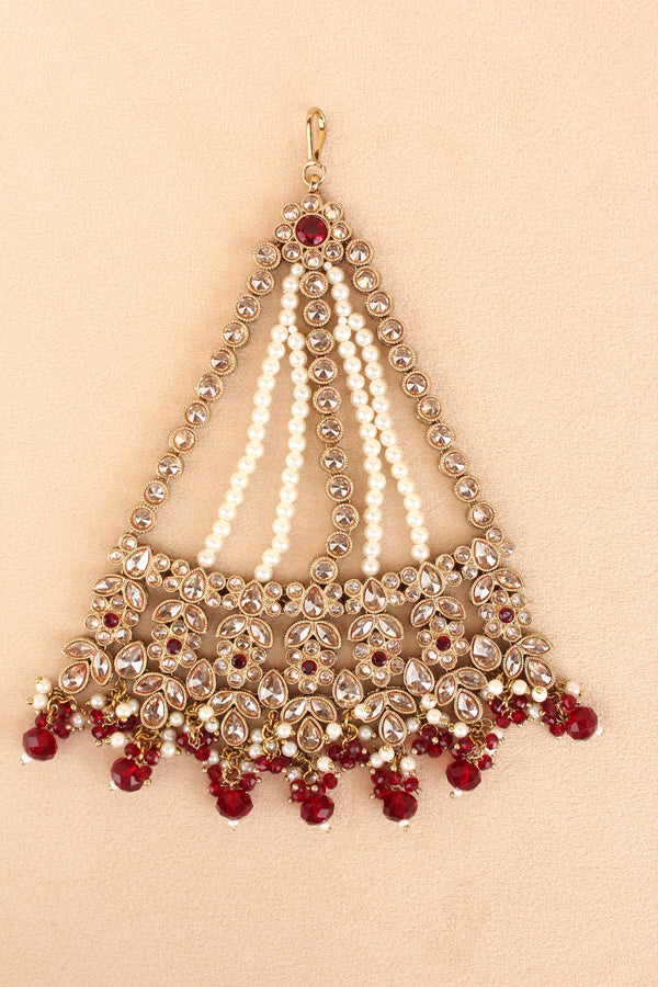Reverse AD Premium Quality Passa With Maroon Crystal Beads (PAS004)