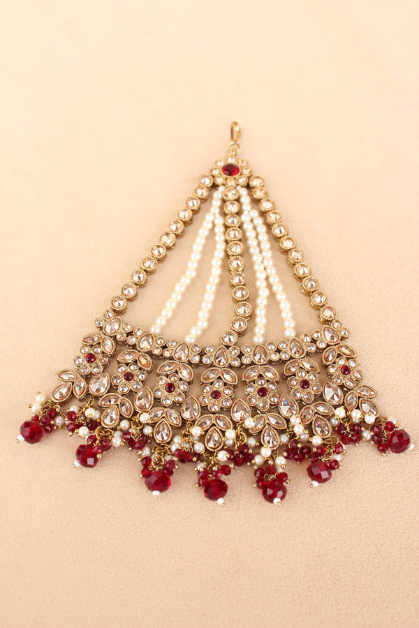 Reverse AD Premium Quality Passa With Maroon Crystal Beads (PAS004)