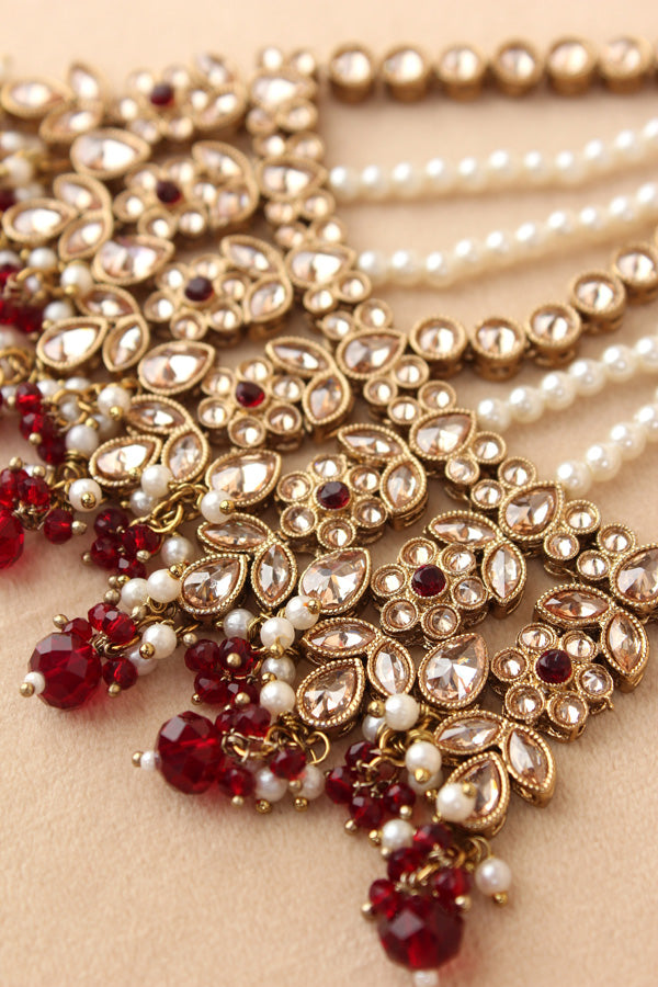Reverse AD Premium Quality Passa With Maroon Crystal Beads (PAS004)
