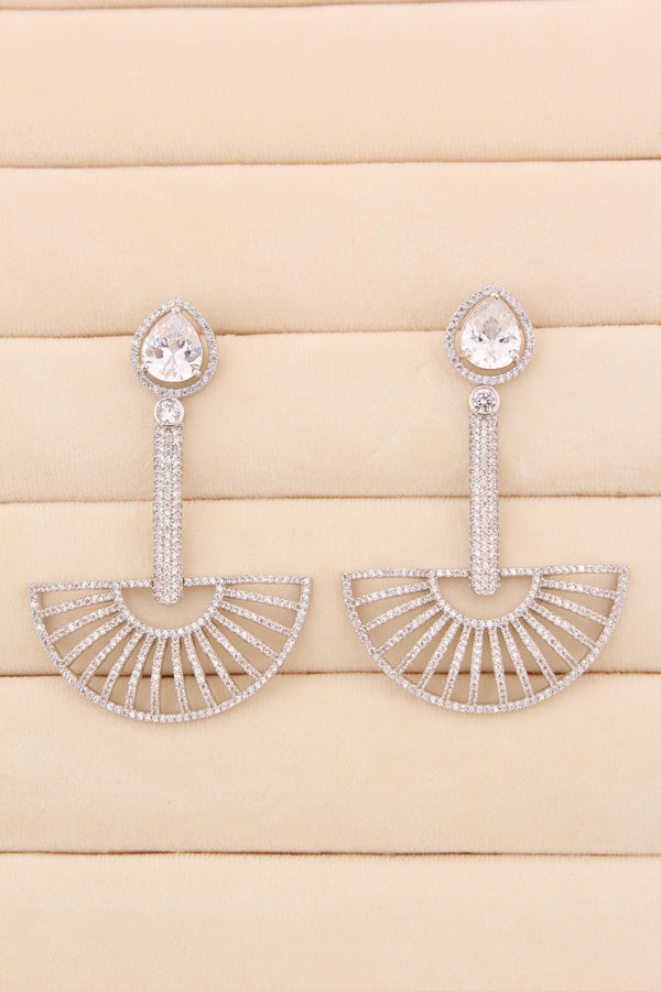 Silver Polish Danglers With Large Center Stone (ADE002)