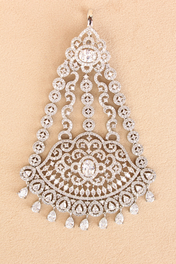 Silver Polish Passa Filled With American Diamonds And Small Pendants (PAS009)
