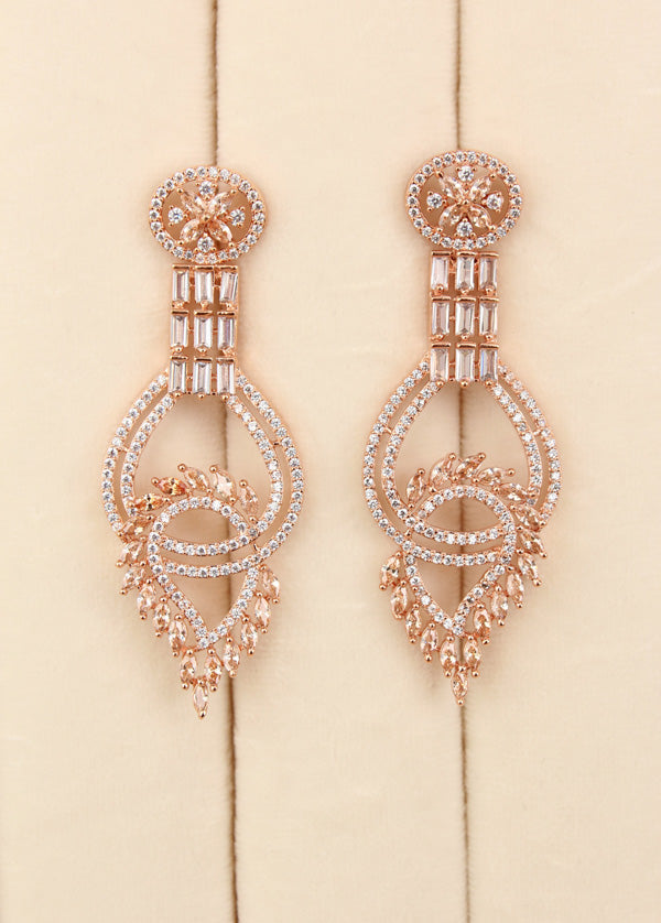 Simple And Elegant Danglers In Quality With Small American Diamonds (ADE019)