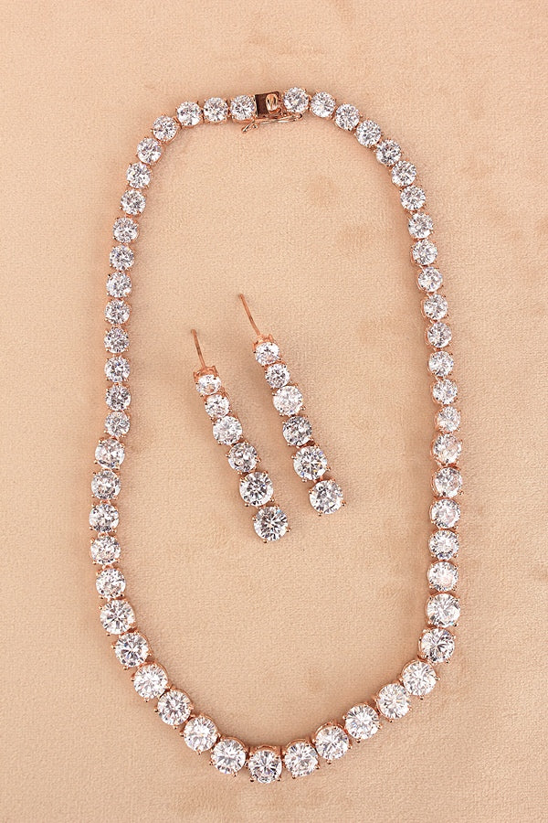 Triple Layer Necklace Set In A Glamorous And Royal Look With Yellow Colour Stones And Long Matching Earrings (NS007-AD-Y)