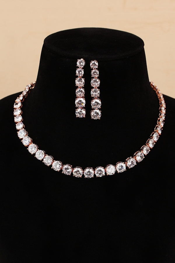 Triple Layer Necklace Set In A Glamorous And Royal Look With Yellow Colour Stones And Long Matching Earrings (NS007-AD-Y)