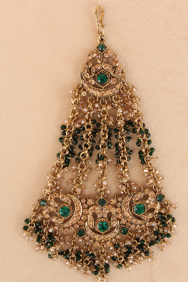 Statement Fashionable Passa With Green Colour Stones (PAS020-G)