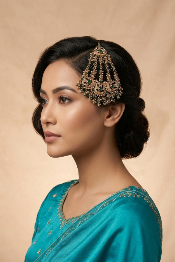 Statement Fashionable Passa With Green Colour Stones (PAS020-G)