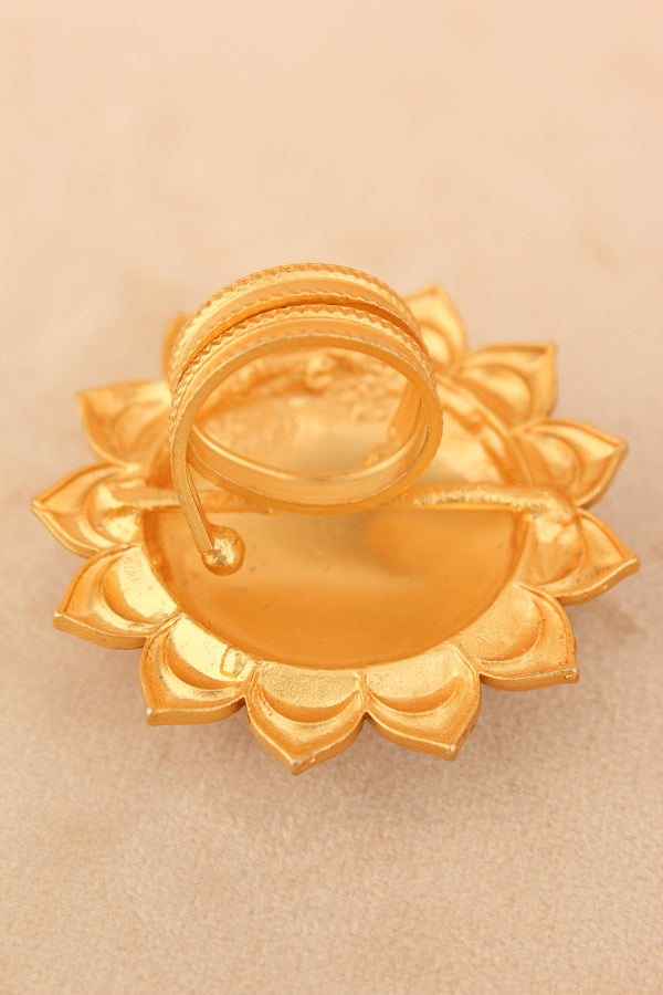 Statement Meenakari Adjustable Ring in Gold Plated And Center Stone (RF011)